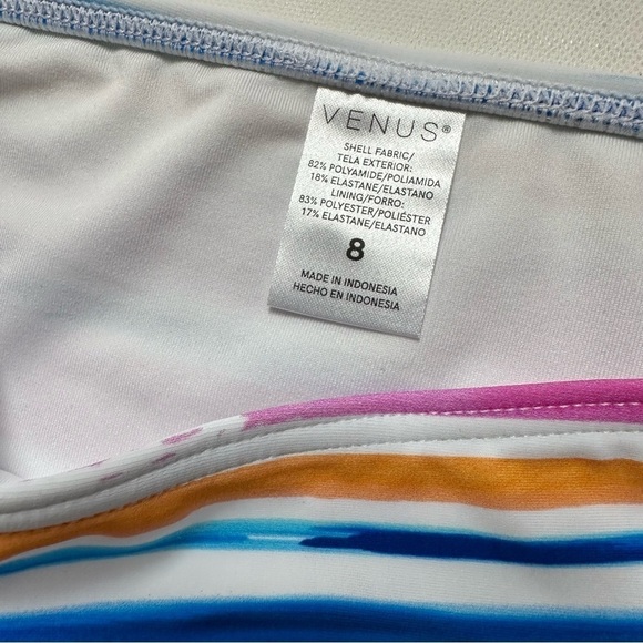 Venus Multi Stripe Rainbow Two-Piece High Waist Triangle Top Bikini, S/M - Picture 9 of 9
